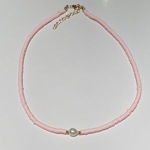 Light Pink Pastel Handmade Freshwater Pearl Beaded Choker Necklace Summer